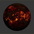 Glowing Lava Sphere With Red Orange Textured Surface On Gray Background