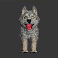 Fluffy Husky Puppy With Brown White Fur Yellow Eyes Open Mouth Tongue Out White Background