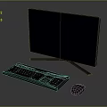 Modern Desktop Computer Accessories With Monitor Keyboard And Mouse