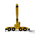 Yellow Mobile Crane Truck With Extended Boom Hook And Wheels