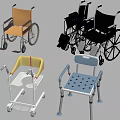 Various Mobility Aids Including Orange Black Wheelchairs Yellow Blue Walking Chairs