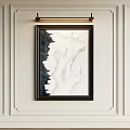 Modern Abstract Painting With Black Frame And Black White Textured Pattern Hung On Light Wall