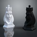 White And Black Chess King Pieces With Detailed Faces On Sleek Surface