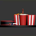 Delicious Movie Snack Set With Popcorn Fries Red Drink And 3D Glasses
