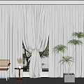 Modern Curtain Window Screen 3d model