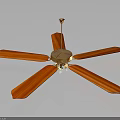 Modern Ceiling Fan With Red Wooden Blades And Golden Metal Frame Home Furniture Design