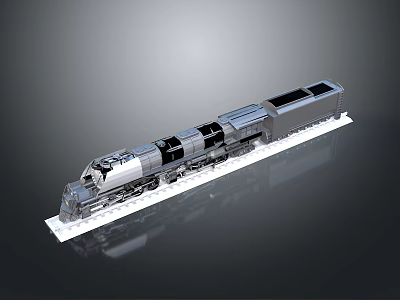 Classic Silver Train Model With Long Carriages On White Display Base 3d model