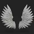 White Feathered Wings Wall Decor with Intricate Texture for Home Decoration