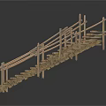 Two Small Decorative Wooden Bridge Models With Detailed Crafted Structure 3d model