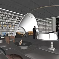 Elegant Book Art Library Interior With Abundant Bookshelves Cozy Sofas And Modern Circular Ceiling