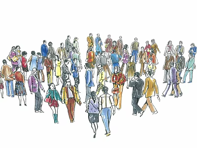 Diverse Group of People Walking Together in Busy Public Area 3d model