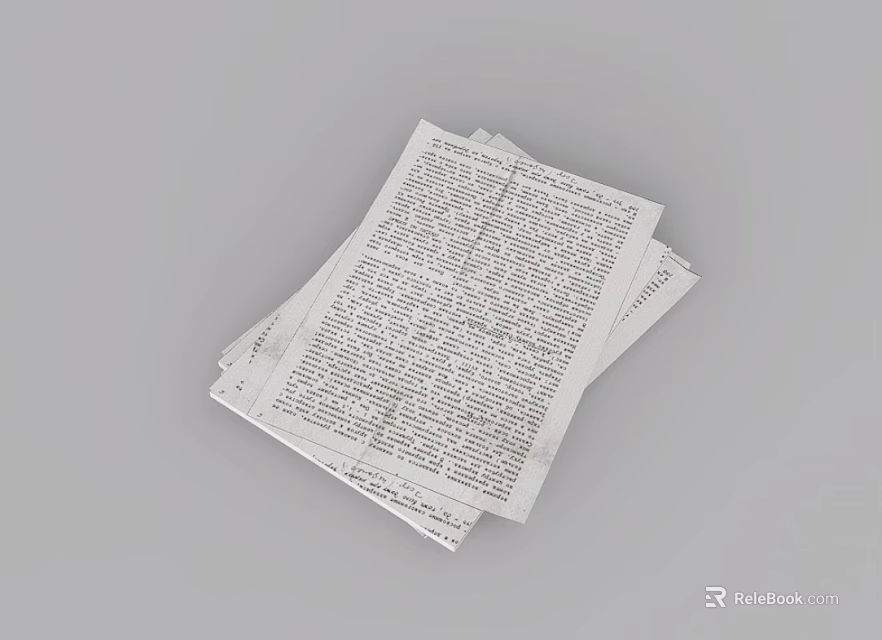 Stacked Newspapers With Printed Text On White Pages And Gray Background 3d model 