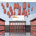 Numerous Red Chinese Lanterns Hanging Over Traditional Buildings With Water Surface Reflections