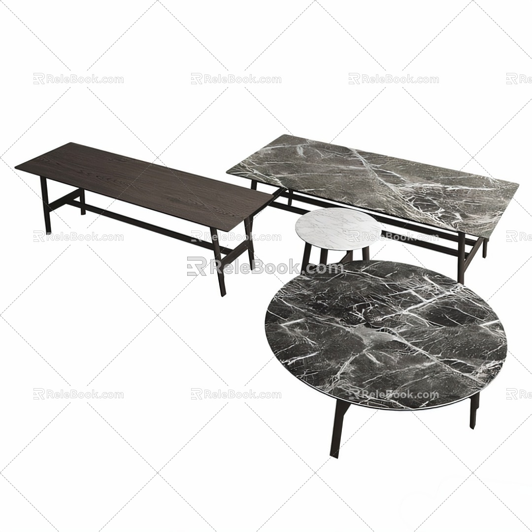 Light Luxury Coffee Table Round Coffee Table Combination 3d model