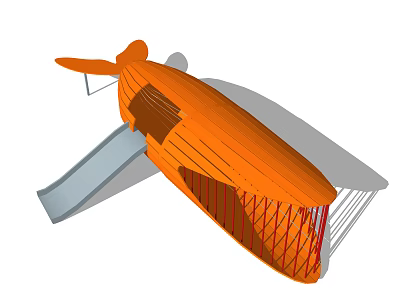 Orange Airplane Shaped Playground Equipment With Slide For Kids Outdoor Fun 3d model