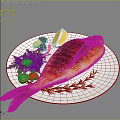 Grilled Whole Fish on White Plate with Fresh Tomatoes Olives Rosemary Lettuce and Lemon