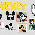 Mickey Mouse Wall Decor With Yellow Letters Pixel Art Gesture And Framed Prints 3d model