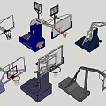 Different Colored Basketball Hoops With Various Designs And Styles As Sporting Equipment