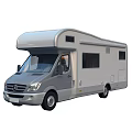 Silver Mercedes Benz RV Motorhome Exterior With Windows And Doors