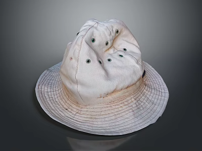 Light Colored Bucket Hat With Breathable Holes And Wide Brim Design 3d model