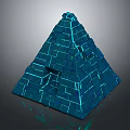 Blue Pyramid With Glowing Brick Structure And Futuristic Geometric Design