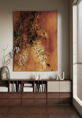 Zhao Wuji Decorative Painting Hotel Abstract Painting Oil Painting 3d model