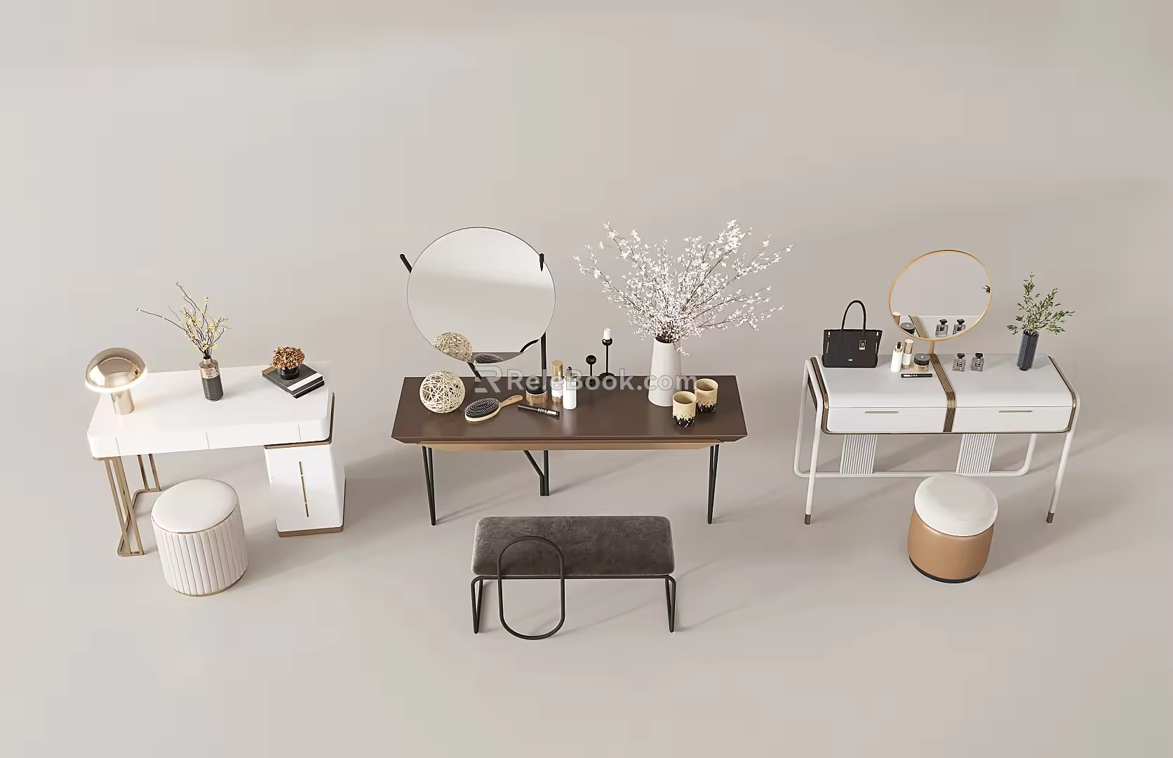 Light Luxury Dressing Table Combination 3d model