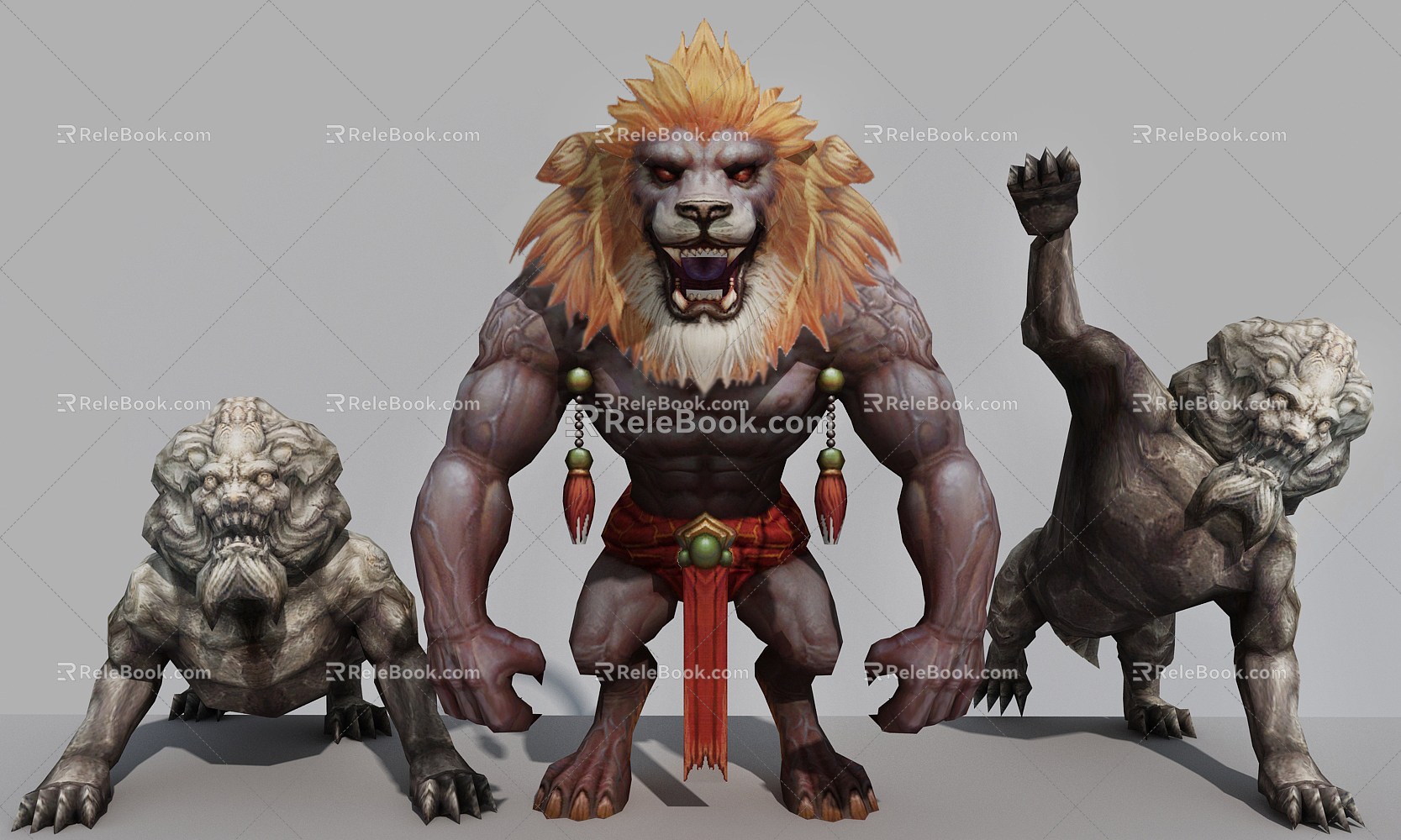 Modern game character lion 3d model