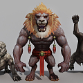 Modern game character lion 3d model