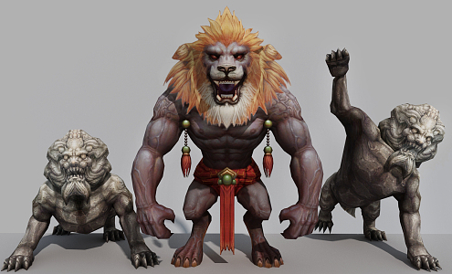 Modern game character lion 3d model