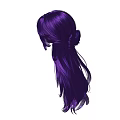Purple Long Wavy Hair on Feminine Head Silhouette Showcasing Elegant Soft Curves