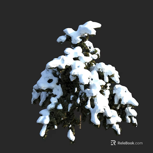 Snow Covered Arbor With Thick White Snow On Branches Against Dark Background In Winter 3d model 