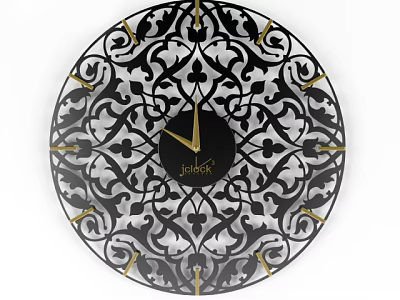 Intricate Jordan Decorative Clock With Black White Patterns And Gold Accents 3d model
