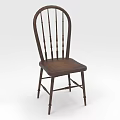 Traditional Wooden Single Chair Featuring Arched Backrest Spindle Details And Slender Legs