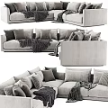 Cozy Gray L shaped Sectional Sofa With Plush Cushions And Soft Throw Blankets 3d model