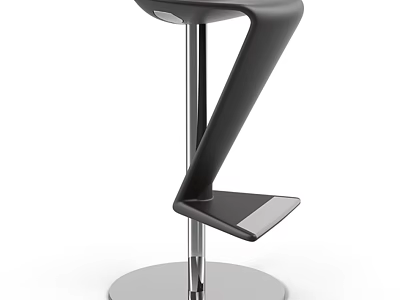 Modern Black Bar Stool With Curved Metal Frame And Footrest For Home Bar 3d model