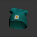 Teal Knitted Beanie With Yellow Logo Patch And Soft Comfortable Texture Design