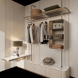 Light Luxury Open Wardrobe Bedroom Wall Panel Clothing Hat 3d model