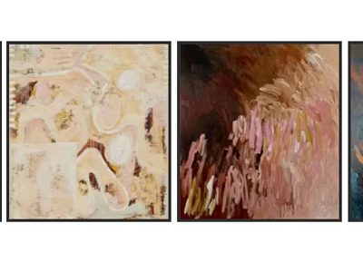 Abstract Paintings With Textured Surfaces Soft Color Tones And Organic Shapes For Interior Decor 3d model