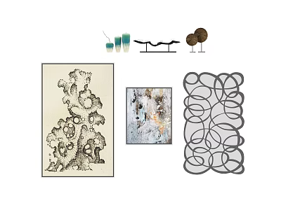 Home Decorative Items Including Wall Art Abstract Painting Geometric Design And Small Ornaments 3d model