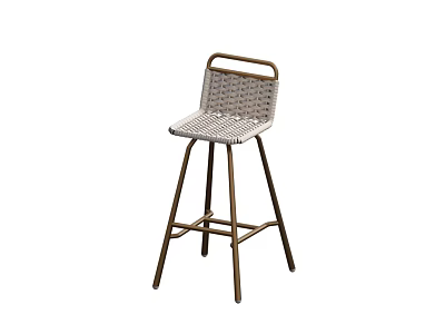 Modern Woven Bar Stool With Metal Frame And Comfortable Backrest Design 3d model