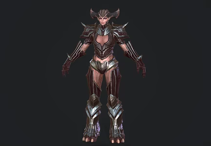 Modern female warrior cartoon female warrior anime female warrior game character 3d model