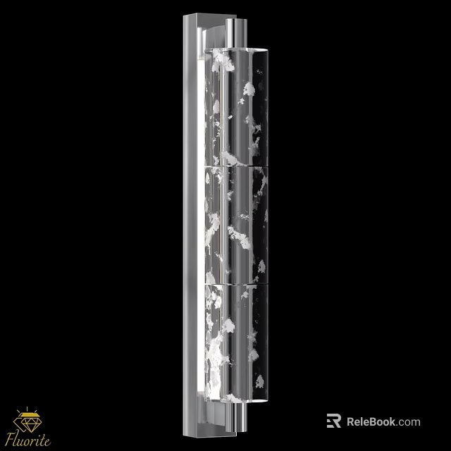 Elegant Transparent Glass Wall Lamp With Floral Pattern And Silver Frame Design 3d model 