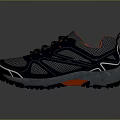 Gray And Navy Blue Sports Shoes With Orange Lining Red Laces Mesh Design Black Sole