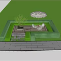 Garden Landscape Design With Neatly Trimmed Hedges Umbrella Seating And Stone Pathway