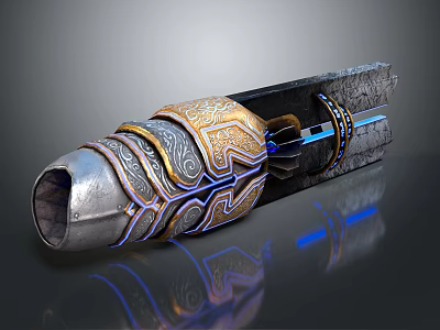 Warrior Character Wielding Ornate Enchanted Weapon With Mythical Creature Elements 3d model