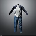 Layered Dark Blue Cardigan White Shirt And Blue Jeans Casual Outfit