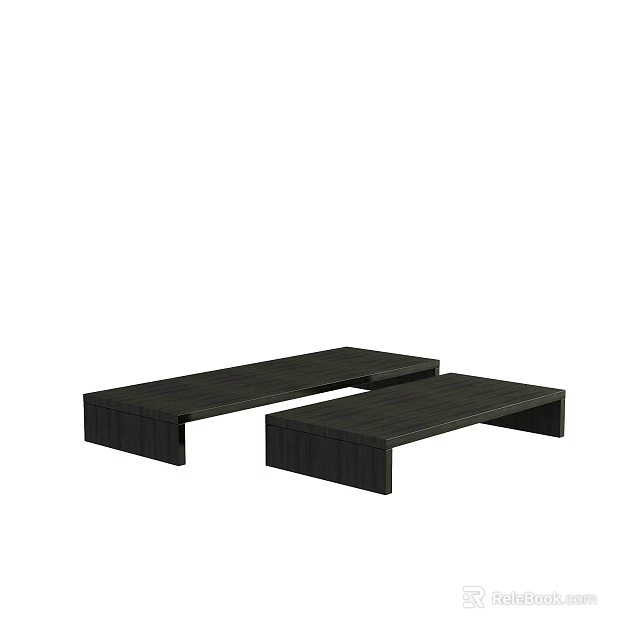 Modern Dark Wood Coffee Tables With Rectangular Shape And Simple Design 3d model