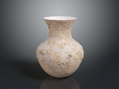 Elegant Cracked Texture Marble Like Decorative Vase With Classic Shape For Home Interior 3d model