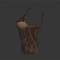 Vintage Brown Leather Corset With Gold Accents And Intricate Stitching Patterns